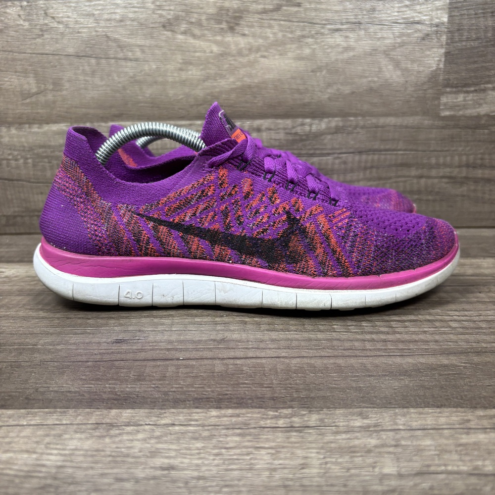 Nike Free 4.0 Flyknit Purple Pink Womens US Size 8 717076-503 Running Shoes